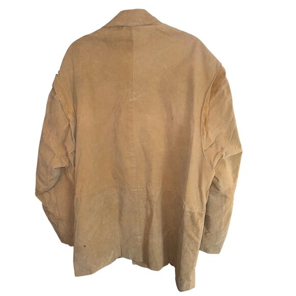 Vintage Johnny Jordan  XXL Genuine Tan Suede Leather Chore Coat Barn Jacket Big - Picture 2 of 11